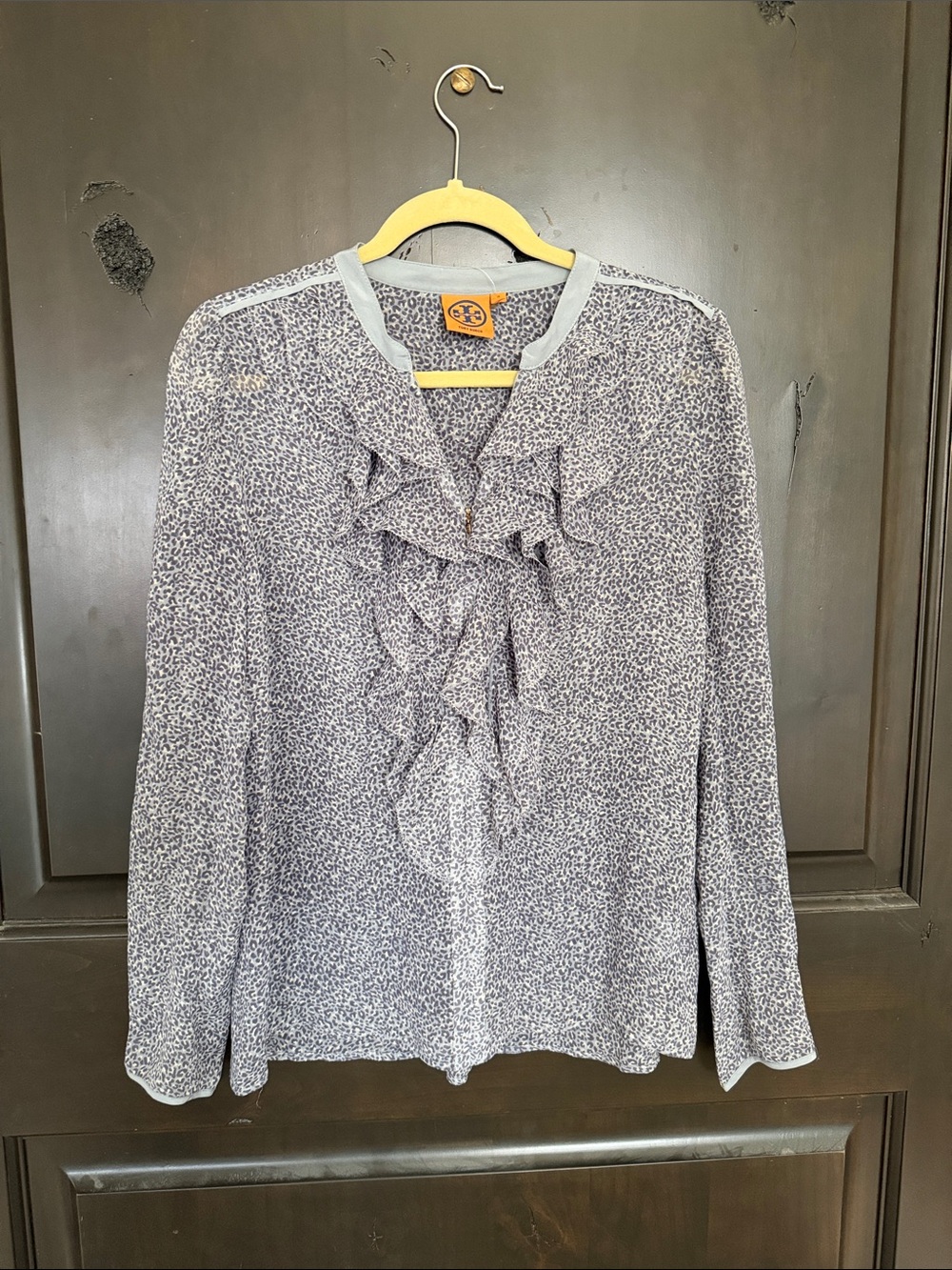 Tory Burch Lavender Silk Ruffled Long-Sleeve Women's Blouse Size 8